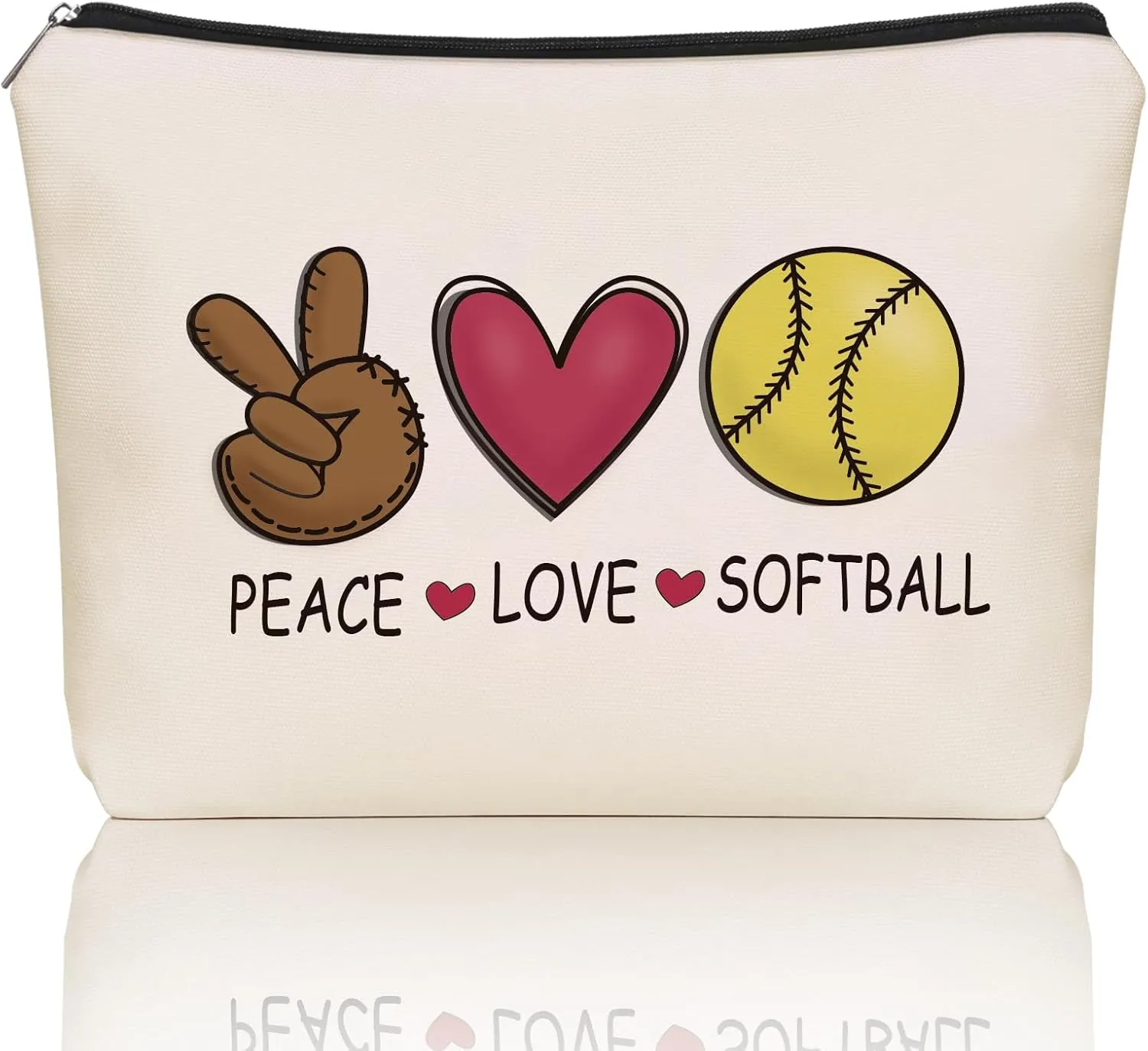 Softball Makeup Bag: Versatile Softball Themed Cosmetic & Toiletry Organizer Pouch, Cute Softball Lover Gifts for Womens, Girls, Teens, Daughters, Niece, Mom, Sister Travel, Parties, Birthdays