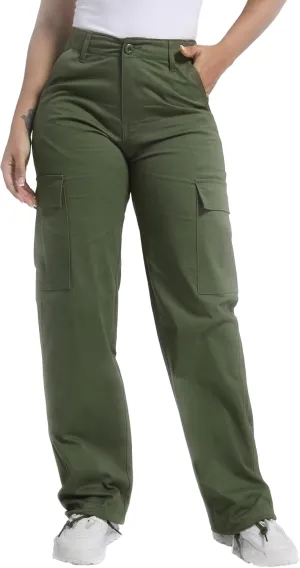 Soulsfeng Women's Baggy Cargo Pants Relaxed Fit Casual Cotton Hiking Pants with 6 Pockets