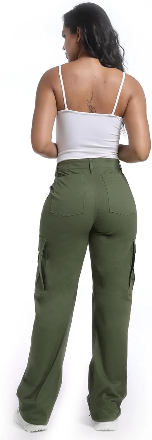 Soulsfeng Women's Baggy Cargo Pants Relaxed Fit Casual Cotton Hiking Pants with 6 Pockets