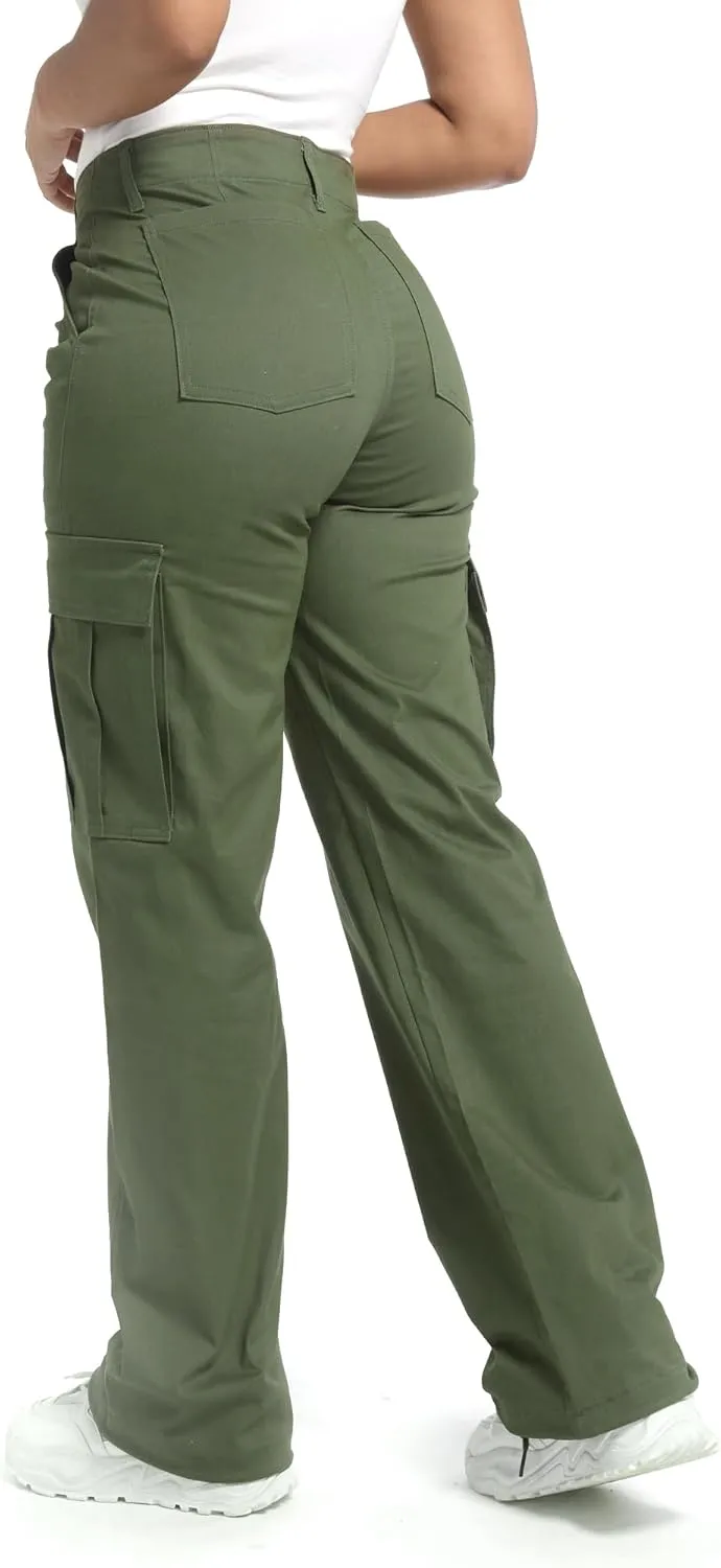 Soulsfeng Women's Baggy Cargo Pants Relaxed Fit Casual Cotton Hiking Pants with 6 Pockets