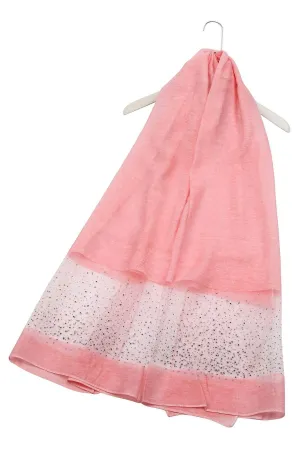 Sparkling - Diamante Sheer Silk mix Scarf Pink