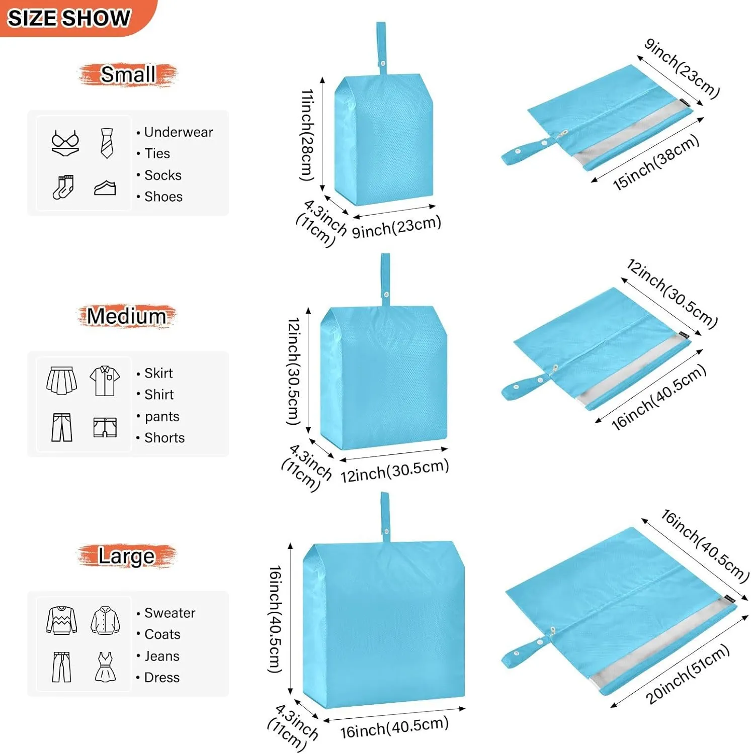 SPRIPORT Blue Light 3 Set Compression Packing Cubes for Travel Lightweight Luggage Organizer Bags for Carry on Suitcase Travel Storage Bags for Vacation Man Woman Clothes