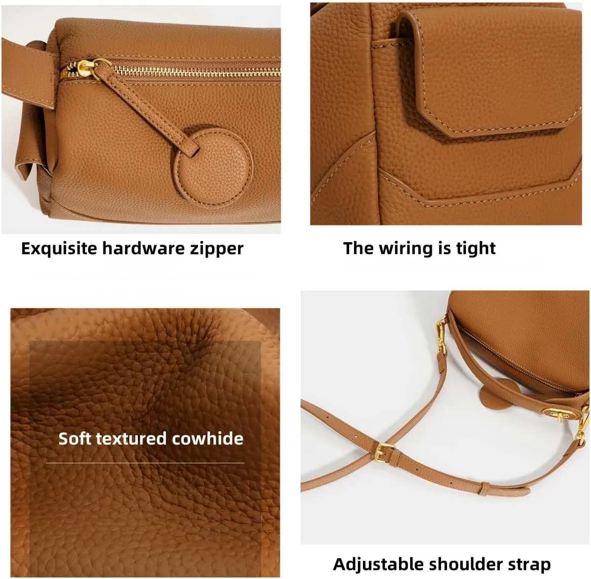 Stylish Women's Genuine Leather Handbag - Versatile Shoulder Crossbody Armpit Pillow Hobo Bag(Pink)