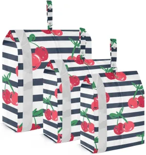 Summer Cherry Packing Cubes Set of 3, Lightweight Travel Luggage Organizers Foldable Bags for Easy Packing and Organization