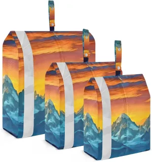 Sunset Mountain Packing Cubes Set of 3, Lightweight Travel Luggage Organizers Foldable Bags for Easy Packing and Organization