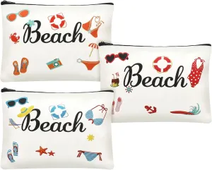 Svee 3 Pieces Beach Survival Kit Cosmetic Bag Travel Bag Pouch Bag Accessories for Birthday Appreciation Thanksgiving Day Valentine's Day