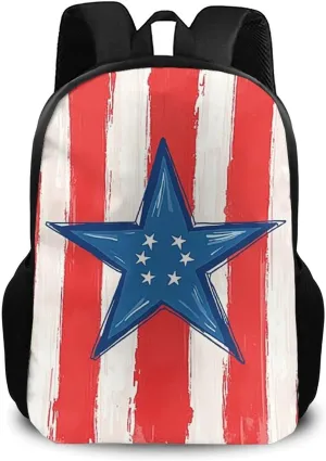 SWEET TANG College Backpack Lightweight for Women Men, Large Capacity and Comfortable Bookbag Rucksack Compatible with Usa Patriotic American Flag Stars Stripes Laptop Backpack