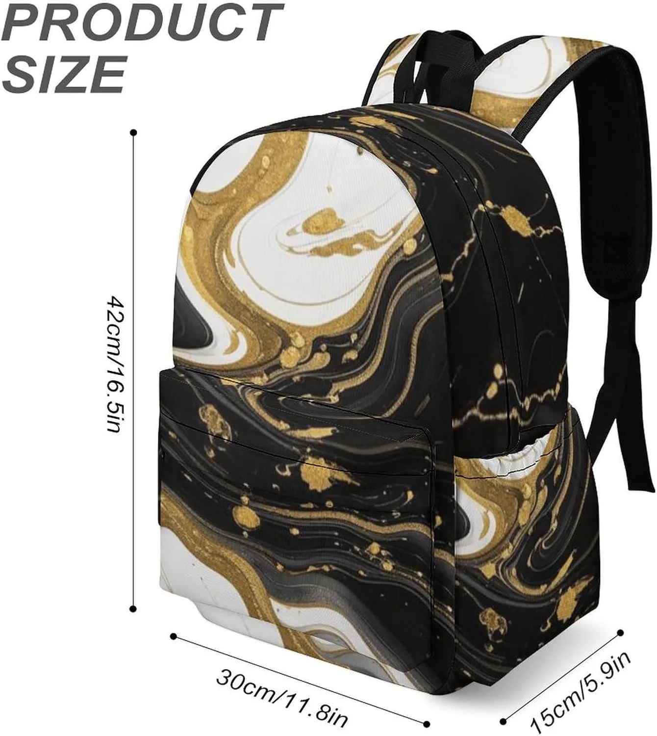 SWEET TANG Men & Women Multifunction Backpack with Comfortable and Soft Shoulder Strap, Lightweight Hiking Picnic Backpack Compatible with Gold Black And White Marble Backpack