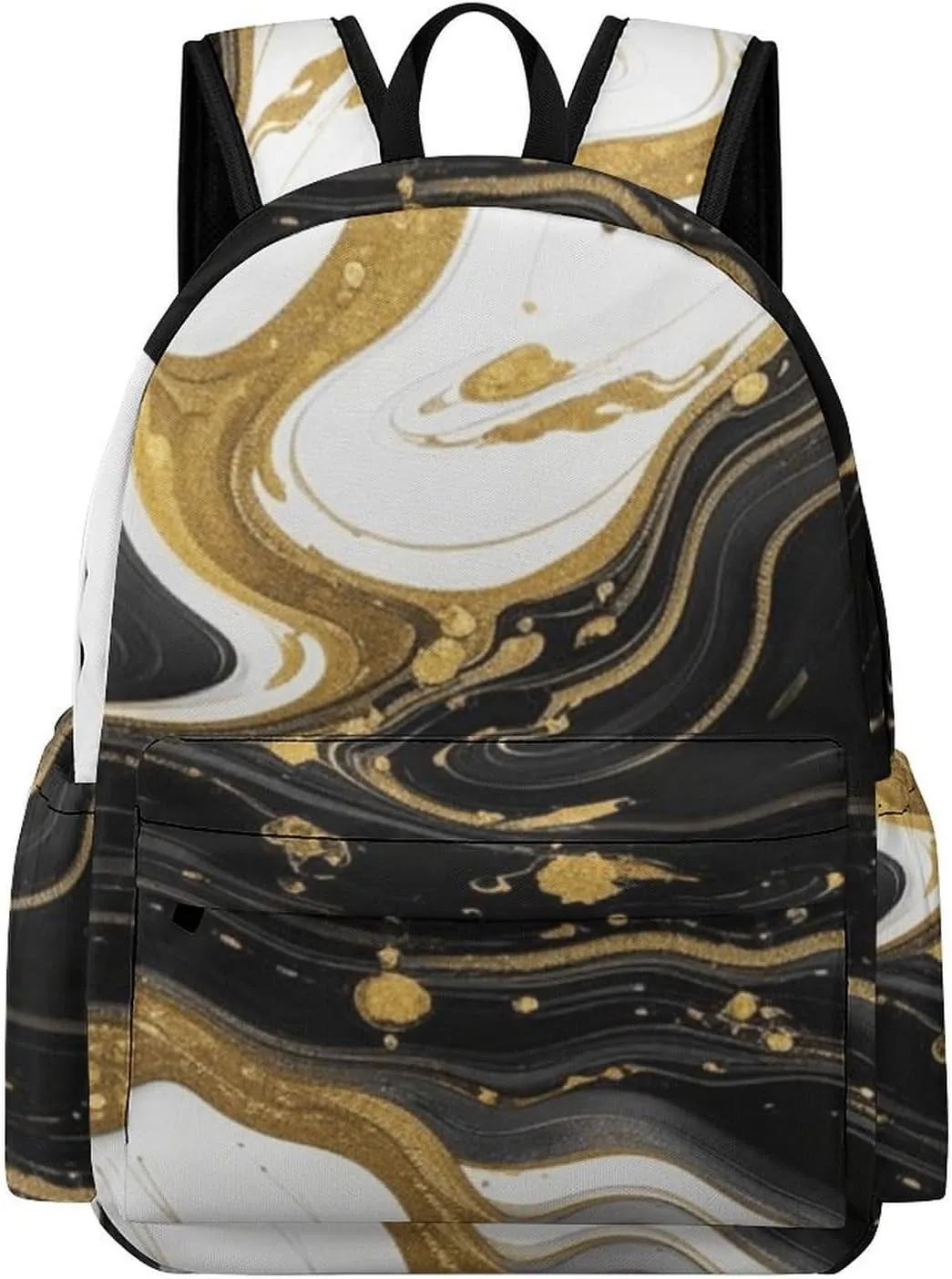 SWEET TANG Men & Women Multifunction Backpack with Comfortable and Soft Shoulder Strap, Lightweight Hiking Picnic Backpack Compatible with Gold Black And White Marble Backpack