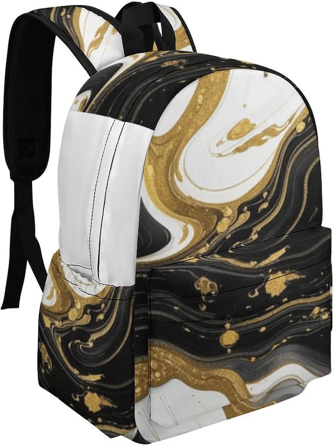 SWEET TANG Men & Women Multifunction Backpack with Comfortable and Soft Shoulder Strap, Lightweight Hiking Picnic Backpack Compatible with Gold Black And White Marble Backpack