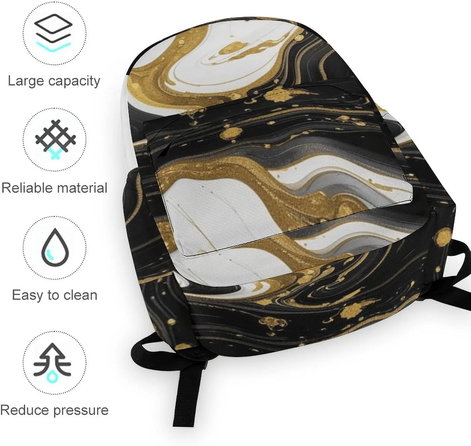 SWEET TANG Men & Women Multifunction Backpack with Comfortable and Soft Shoulder Strap, Lightweight Hiking Picnic Backpack Compatible with Gold Black And White Marble Backpack