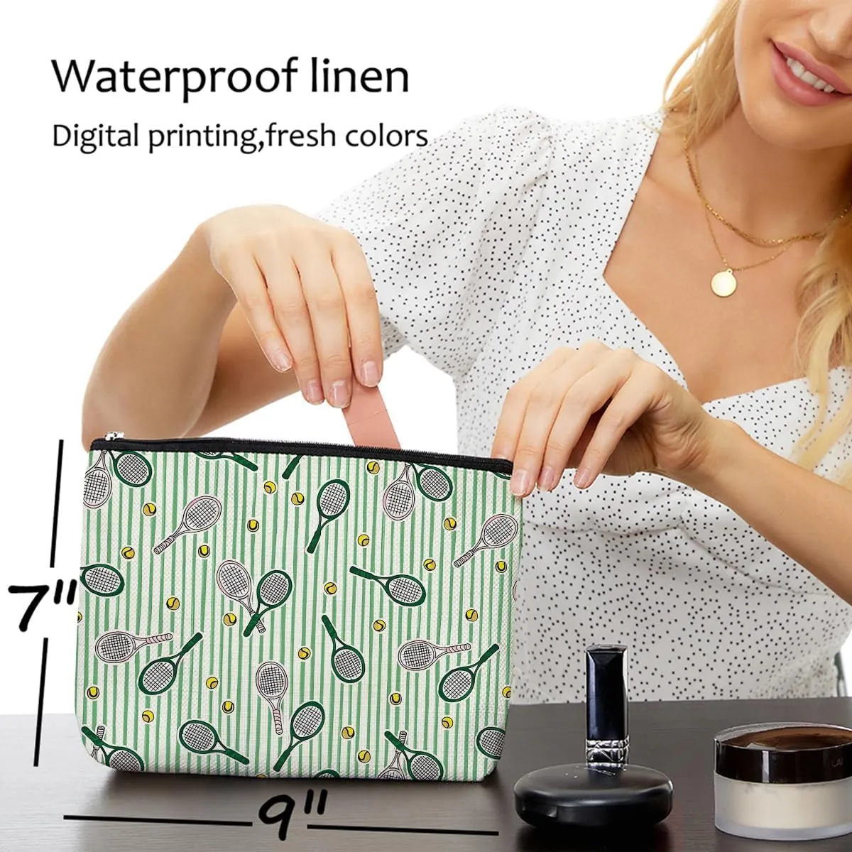 Tennis Gifts, Inspirational Tennis Makeup Bag, Tennis Accessories Tennis Gift Cosmetic Bag Toiletry Bag, Tennis Player Graduation Birthday Gifts for Women Girls Tennis Lovers Sister Best Friend