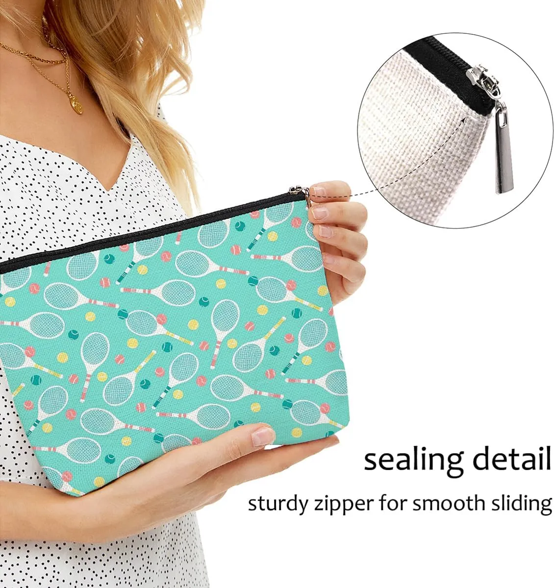 Tennis Gifts, Inspirational Tennis Makeup Bag, Tennis Accessories Tennis Gift Cosmetic Bag Toiletry Bag, Tennis Player Graduation Birthday Gifts for Women Girls Tennis Lovers Sister Bestie