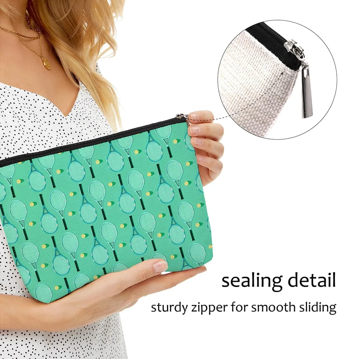 Tennis Gifts, Inspirational Tennis Makeup Bag, Tennis Accessories Tennis Gift Cosmetic Bag Toiletry Bag, Tennis Player Graduation Birthday Gifts for Women Girls Tennis Lovers Sister Tennis Team