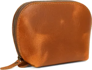 The Antiq Leather Cosmetic Bags Make Up Bags for Women - Handmade Makeup Case Small Makeup Bags Jewelry Coin Pouch, Toiletry Bag for Men, Travel Cosmetic Pouch For Purse (Tan)