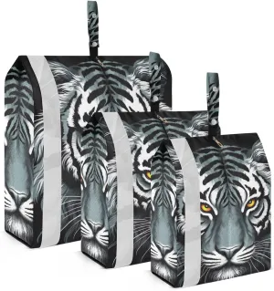 Tiger Black Packing Cubes Set of 3, Lightweight Travel Luggage Organizers Foldable Bags for Easy Packing and Organization