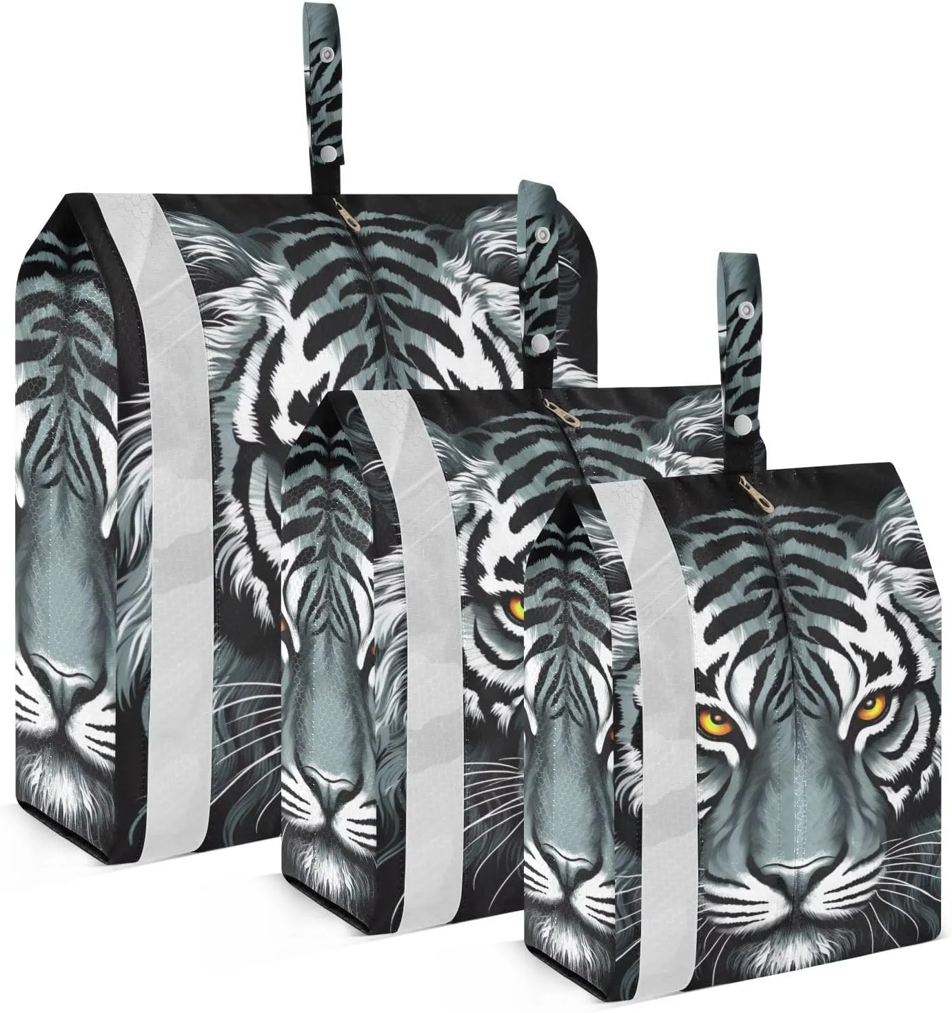 Tiger Black Packing Cubes Set of 3, Lightweight Travel Luggage Organizers Foldable Bags for Easy Packing and Organization