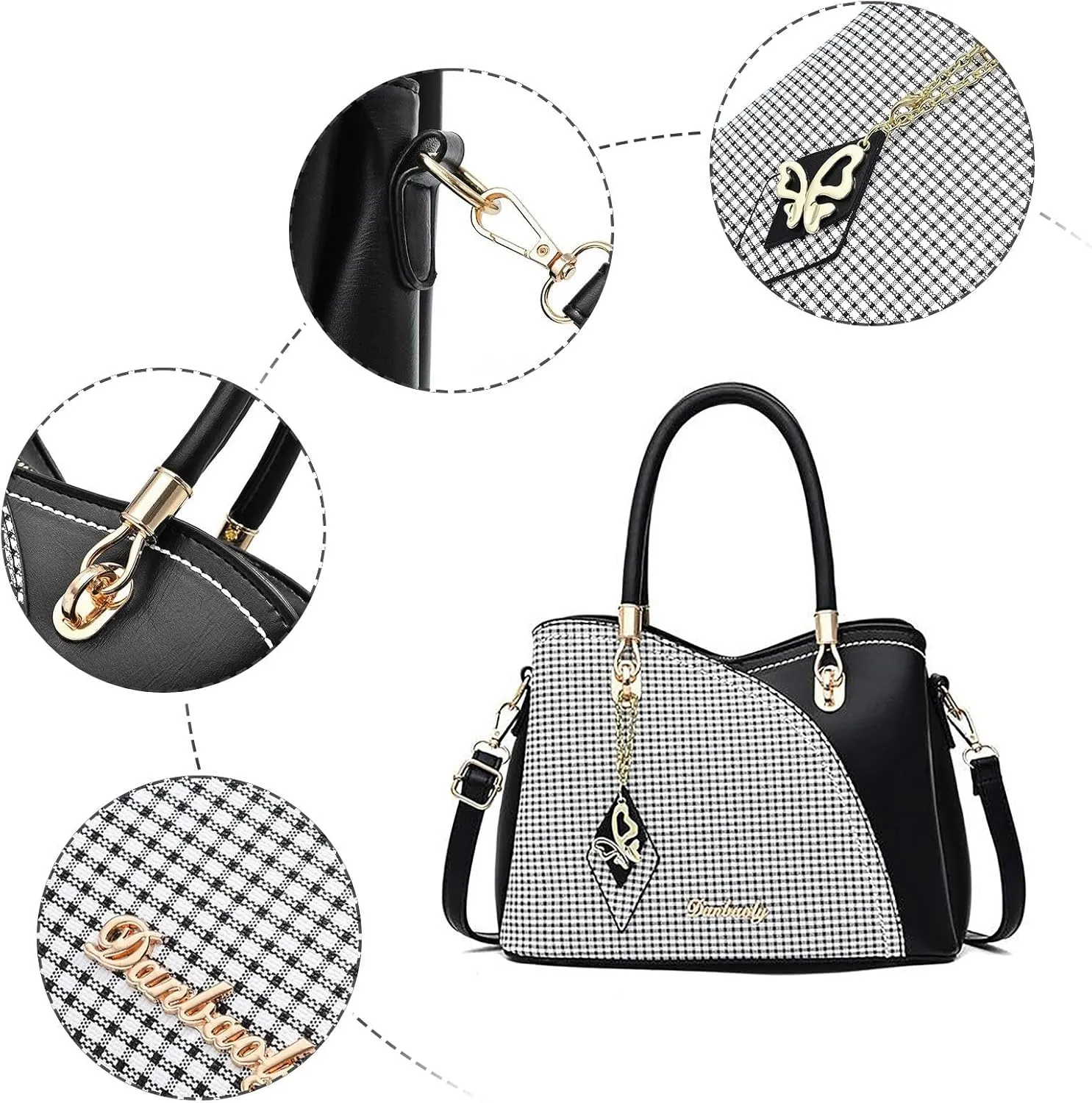 Tote Bag For Women Color Block Women Hobo Handbags Large Capacity Plaid Middle Shoulder Messenger Bag For Daily Work Q