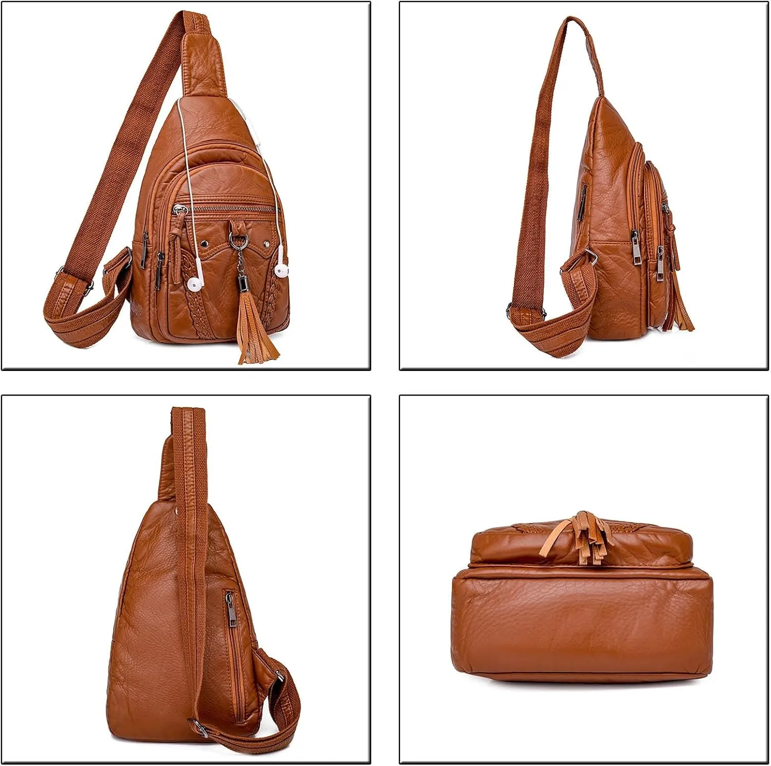Tote Bag For Women Retro Chest Bag Sling Bag Small Crossbody Pu Leather Satchel Day pack Fashion Shoulder Outdoor Bags U