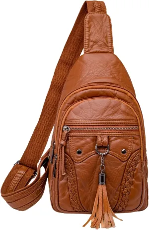Tote Bag For Women Retro Chest Bag Sling Bag Small Crossbody Pu Leather Satchel Day pack Fashion Shoulder Outdoor Bags U