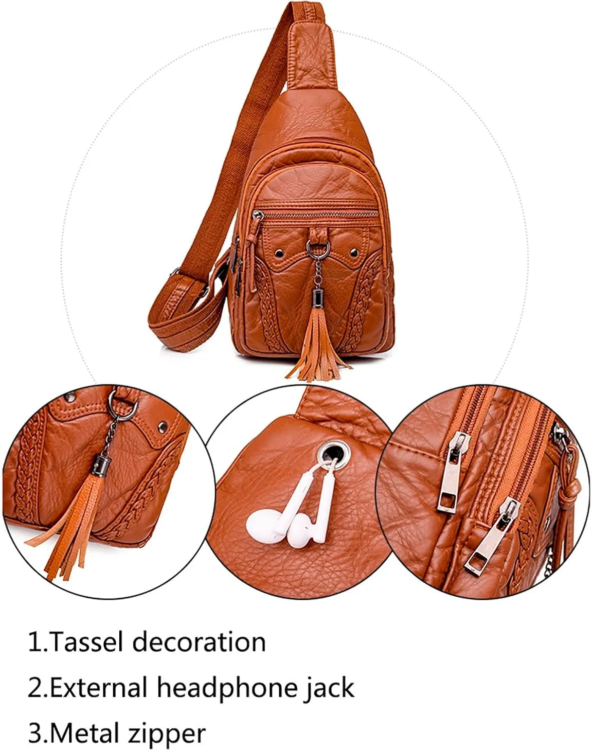 Tote Bag For Women Retro Chest Bag Sling Bag Small Crossbody Pu Leather Satchel Day pack Fashion Shoulder Outdoor Bags U