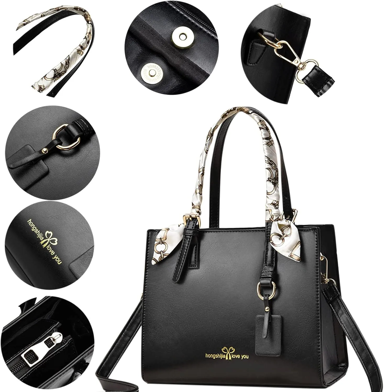 Tote Bag For Women Scarf Handle Handbags Ladies Purse Satchel Shoulder Bags Leather Bag For Mom Travel Y