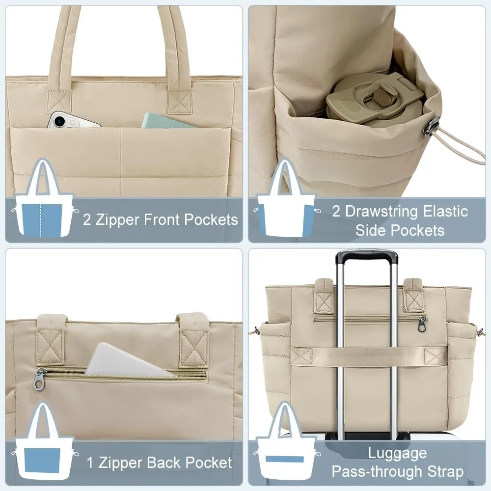 Tote Bags For Women Puffer Shoulder Bag with Zipper Quilted Satchel Handbags For Work,Travel, Gym, Light Waterproof