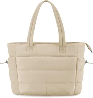 Tote Bags For Women Puffer Shoulder Bag with Zipper Quilted Satchel Handbags For Work,Travel, Gym, Light Waterproof