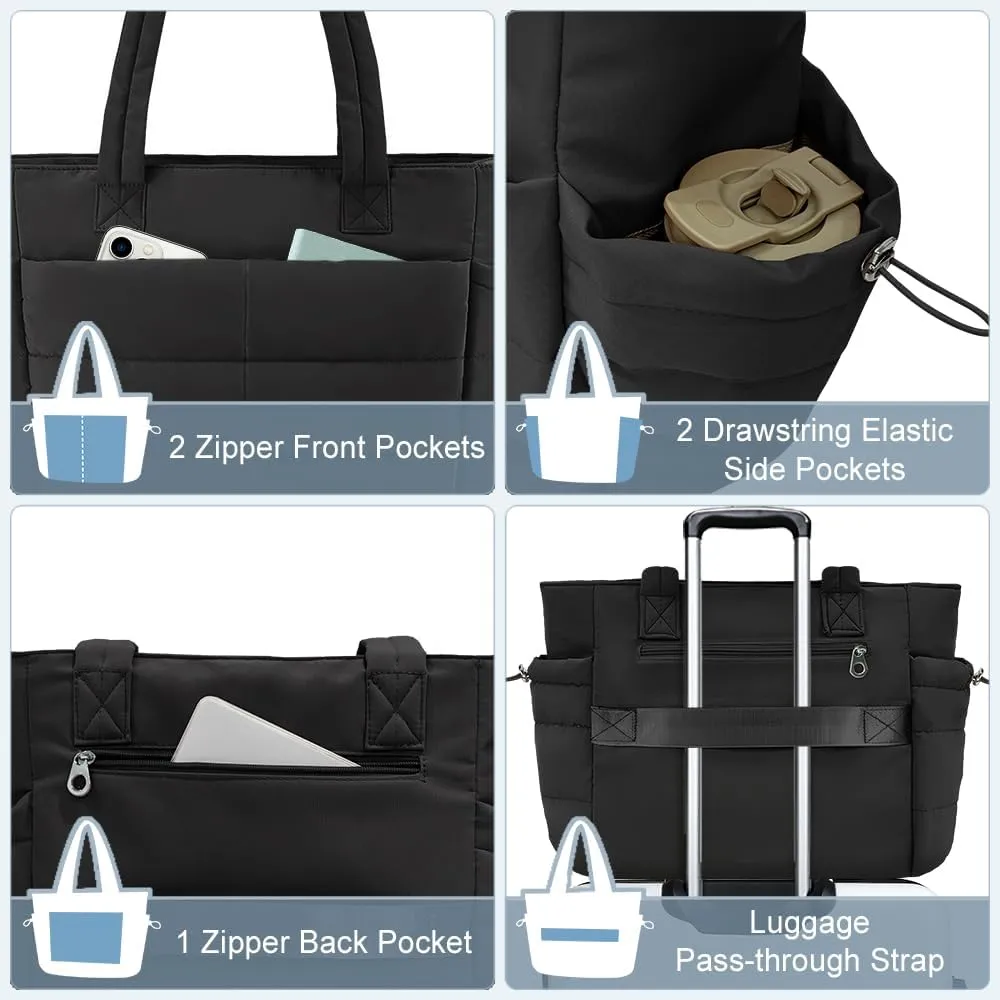 Tote Bags For Women Puffer Shoulder Bag with Zipper Quilted Satchel Handbags For Work,Travel, Gym, Light Waterproof