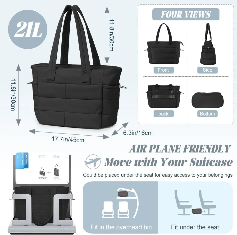 Tote Bags For Women Puffer Shoulder Bag with Zipper Quilted Satchel Handbags For Work,Travel, Gym, Light Waterproof