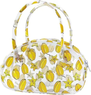 TotePrint Handle Clear Printed Carambola Cosmetic Bag and Travel Pouch-Durable PVC Material,Versatile,Zipper Design for Smooth Sliding-Ideal for Makeup,Travel Essentials