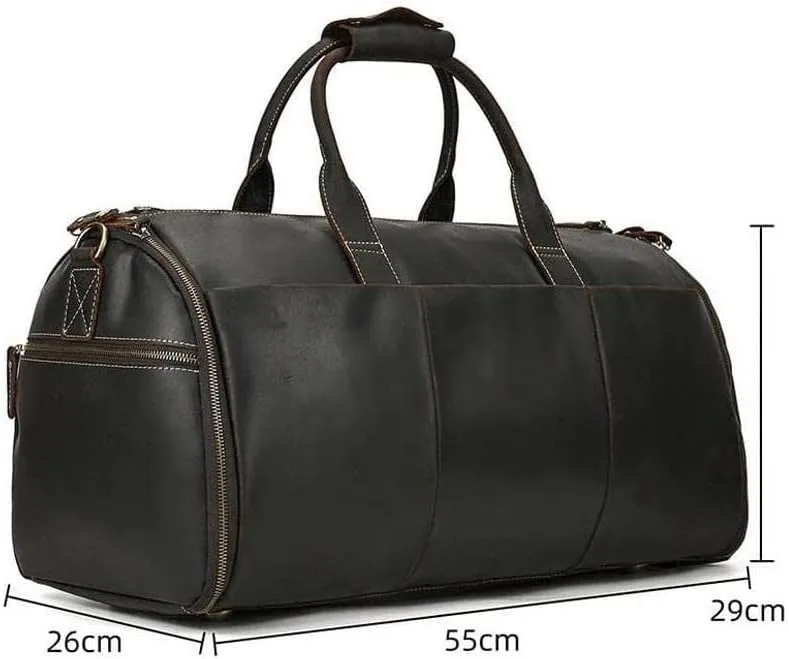 Travel Bags for Mens, Genuine Leather Duffle Bags for Men, Handbags Briefcases Mens Shoulder Bags (Color : Brown)