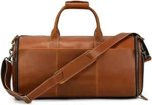 Travel Bags for Mens, Genuine Leather Duffle Bags for Men, Handbags Briefcases Mens Shoulder Bags (Color : Brown)