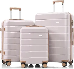 Travel Conveniently with 3-Piece Premium Luggage Set, Multiple Sizes with 360 Spinner Wheels, Light Grey