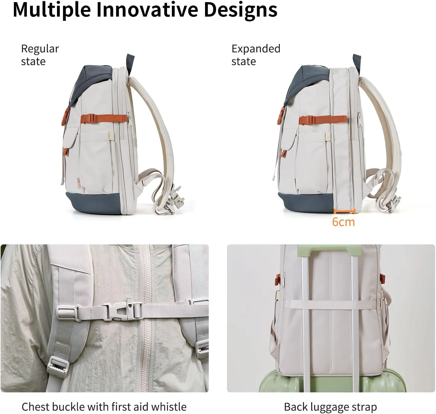 Travel Laptop Backpack for Men Women, Large School Backpack Fit 17 Inch Laptop, Carry on Backpack for Airplanes, Water Resistant & Comfortable College Computer Backpack (Lava Gray)