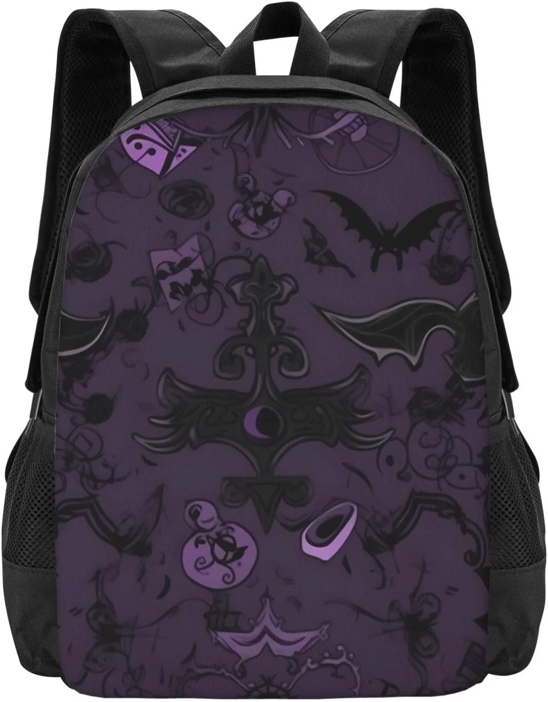 Travel Laptop Backpack Purple Black Goth Spooky Print 15 Inch Sleek Large-Capacity Backpacks Airline Approved Business Work Bag Casual Business Bag