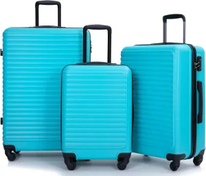 Travel Light with 3-Piece Luggage Set, Durable ABS, Spinner Wheels, Secure Combination Lock, Turquoise