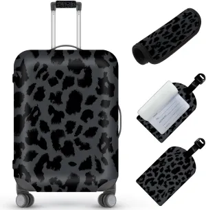 Travel Luggage Cover,Leopard print Theme Suitcase Cover Accessory Kit, Luggage Tag, and Comfortable Luggage Handle Wrap, Washable Zipper Close Luggage Suitcase Protector (18-20 inch,S)