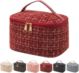 Travel Makeup Bag,High Capacity Toiletries Travel Bag,Waterproof And Wear-Resistant Portable Cosmetic Organizer,With Comfortable Handle,Suitable for Ladies And Girls (Red)