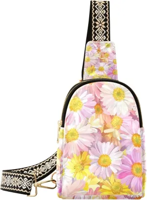 Trendy Color Oil Painting Feeling Daisies fanny pack diaper cute travel cross body bag for hiking