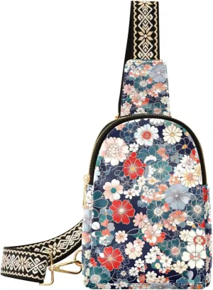trendy Elegant Floral Chinese Style fanny pack cross leather body bag for men for travel