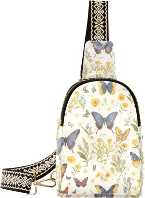 trendy Funny Butterflies Pastel Color leather fanny pack multipurpose for women crossbody purse for travel