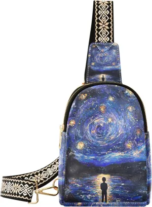 trendy Midnight Starry Sky Stars Sparkl fanny pack diaper leather fanny packs chest bag for day pack