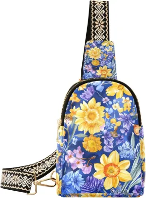 Trendy Oil Painting with Yellow Retro Sunflowers crossbody bag men leather travel fanny pack for for travel