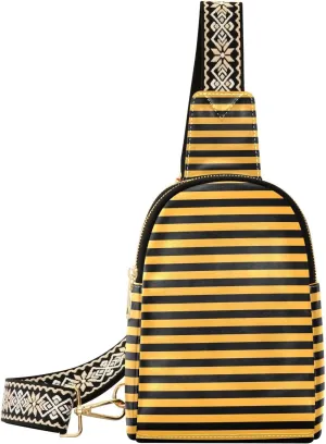 trendy Orange Black Strips Neon leather fanny pack fashion crossbody fanny pack for for day pack
