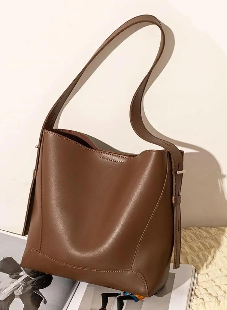 Trendy Vegan Leather Shoulder & Crossbody Bucket Hobo Large Totes Handbags for Women Top Handle Purse