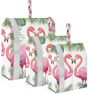 Tropical Flamingos Packing Cubes Set of 3, Lightweight Travel Luggage Organizers Foldable Bags for Easy Packing and Organization