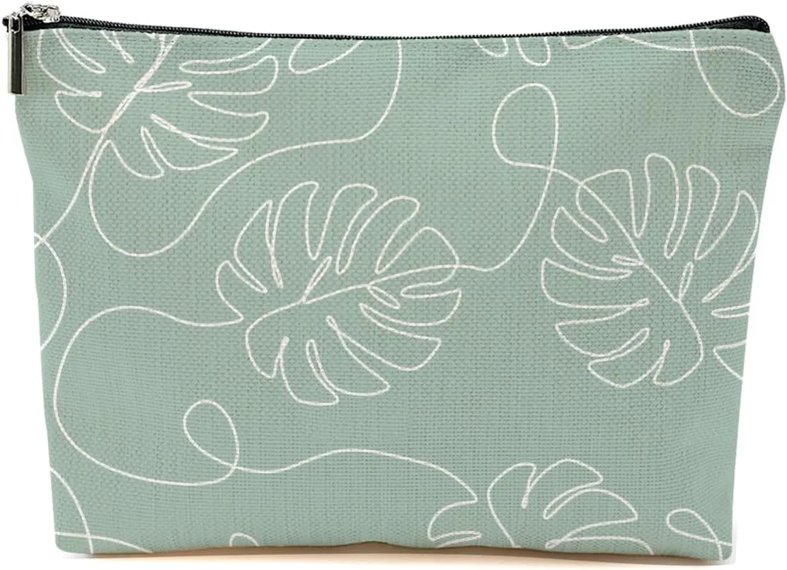 Tropical Palm Leaves Makeup Bag Plant Pattern Appreciate Gifts Cute Travel Accessories Bag Friendship Gifts Christmas Birthday Gift Ideas for Women Nurse Best Friends Stepmom Grandmother Skincare Bag