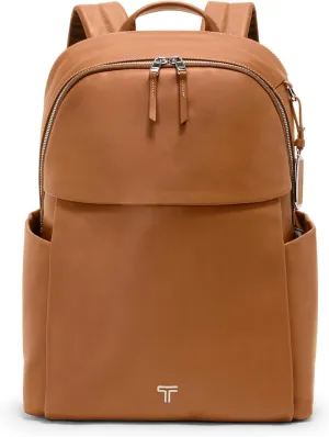 TUMI - Voyageur Raina Backpack - Premium Leather Travel Bag with Detachable Pouch - Adjustable Straps - Detachable Pouch - Caramel Leather