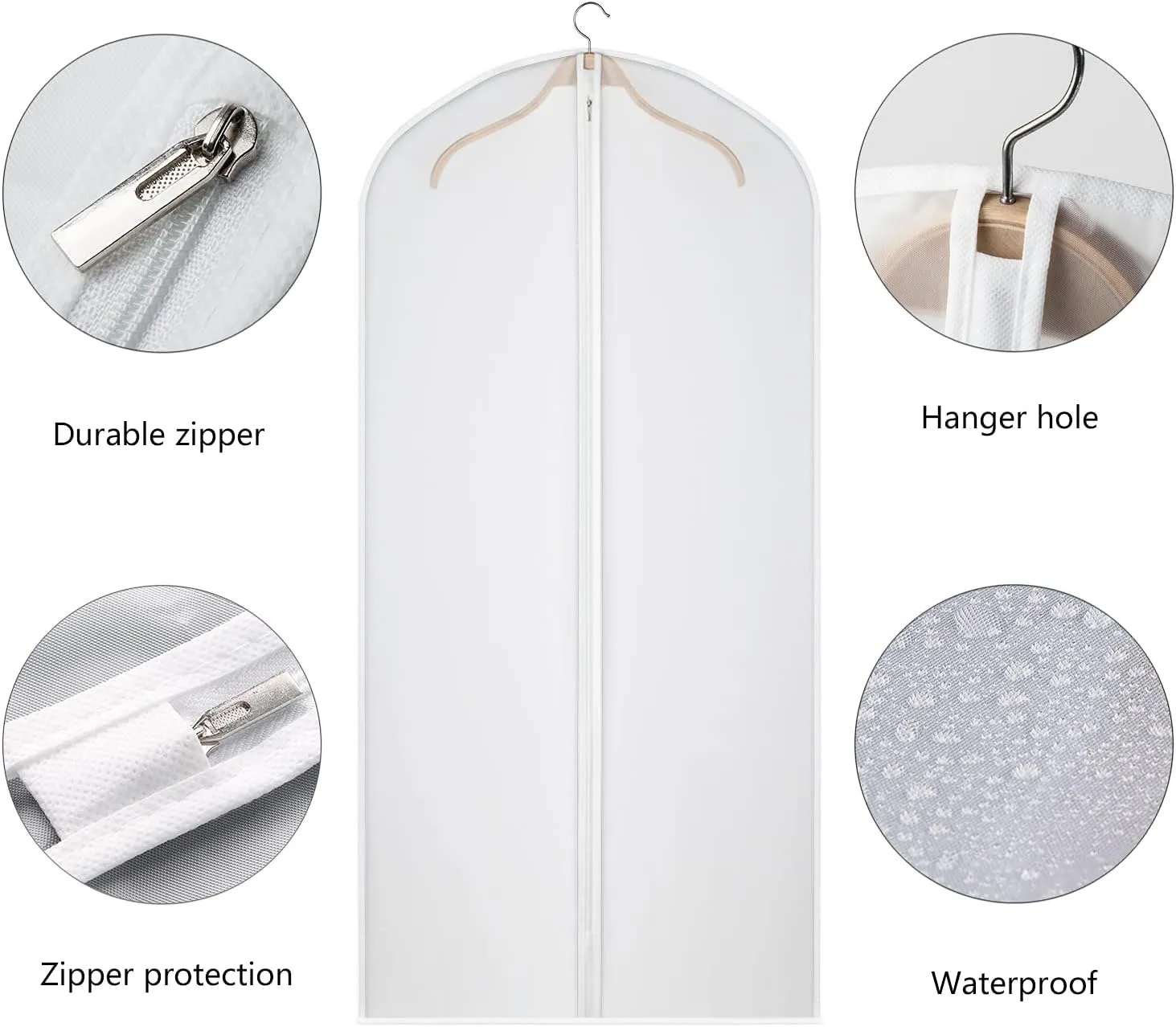 Univivi Clear Garment Bag Lightweight Dresses Bags (Set of 16) Hanging Clothes Cover, Full Zipper Suit Bags for Closet Storage -24'' x 60''